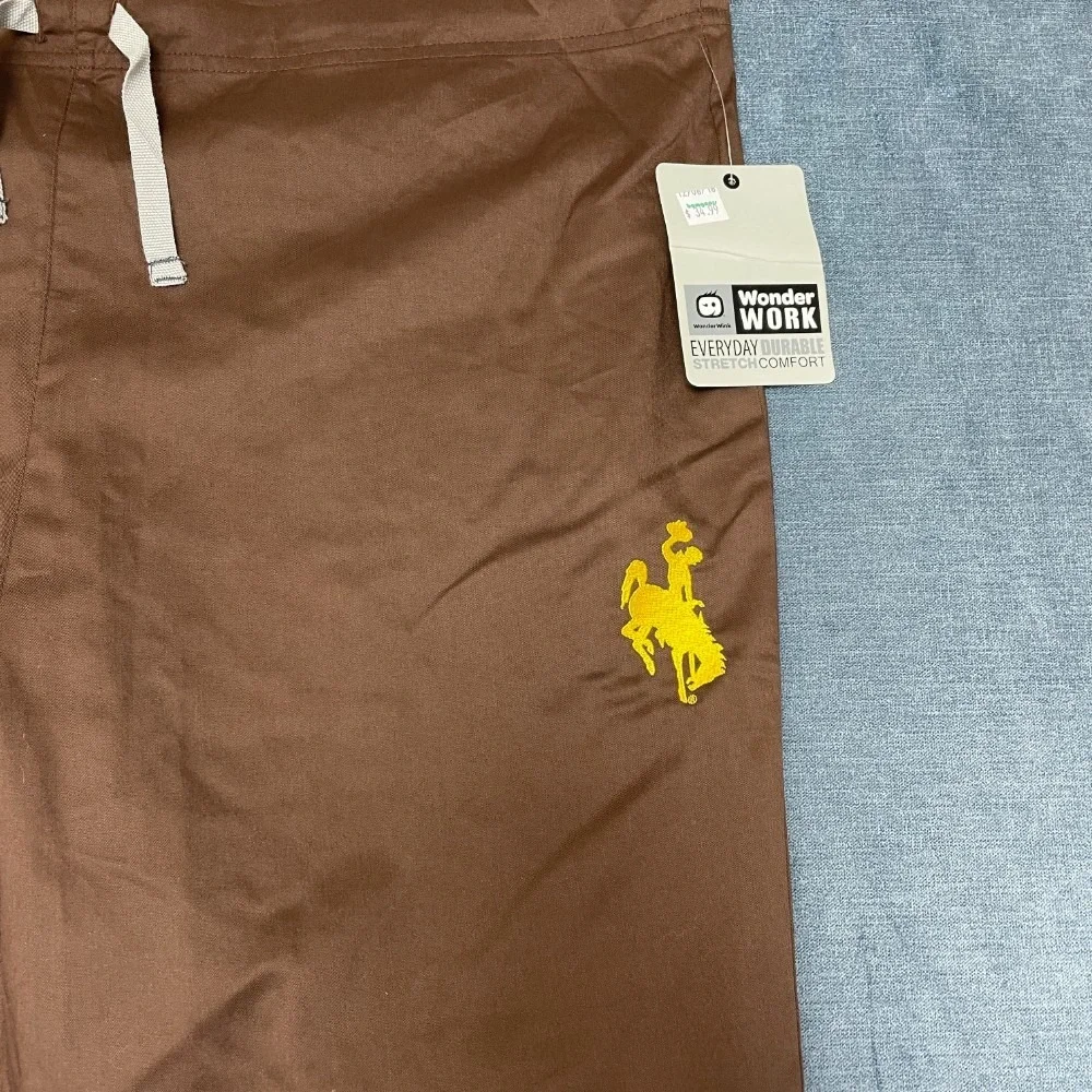 WonderWink University Of Wyoming Scrubs Pants Unisex Adults L Brown Drawstring - Picture 5 of 13